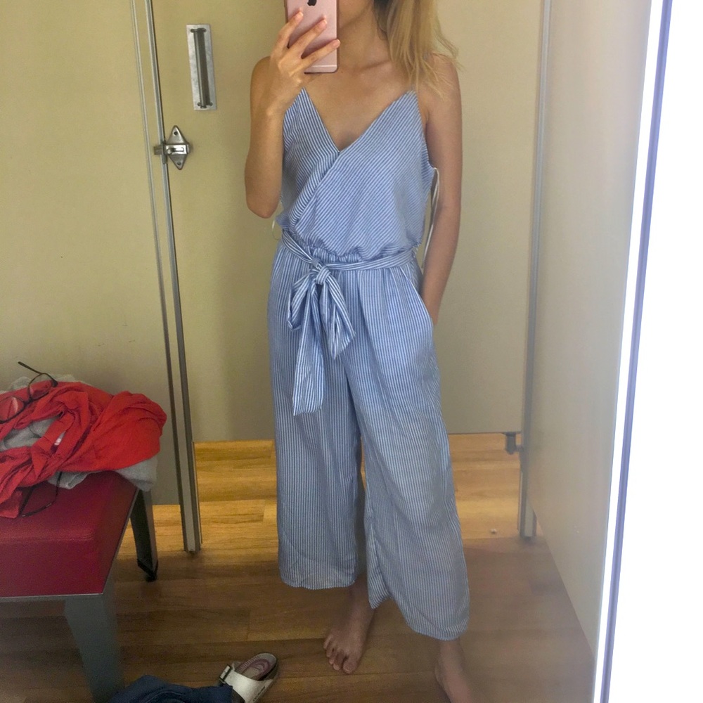 Pinstripe Jumpsuit with Pockets